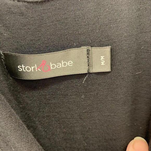 Stork & Babe Womens Black Ruched V Neck Sleeveless Maternity Dress Size M - Picture 5 of 8